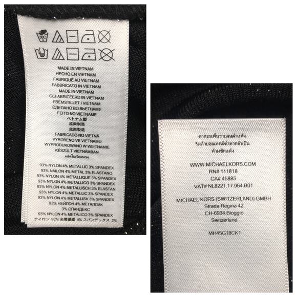 Michael Kors Sparkly Long Sleeve Cowl Back Black Blouse Top Metallic Size Medium - Picture 10 of 16